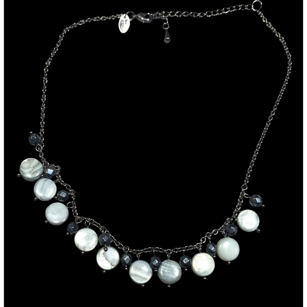 Lia Sophia Grey Mother Of Pearl Charm Necklace